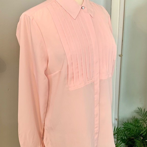 Talbots PINK Button Front Blouse Career Casual L lightweight office - Picture 7 of 9